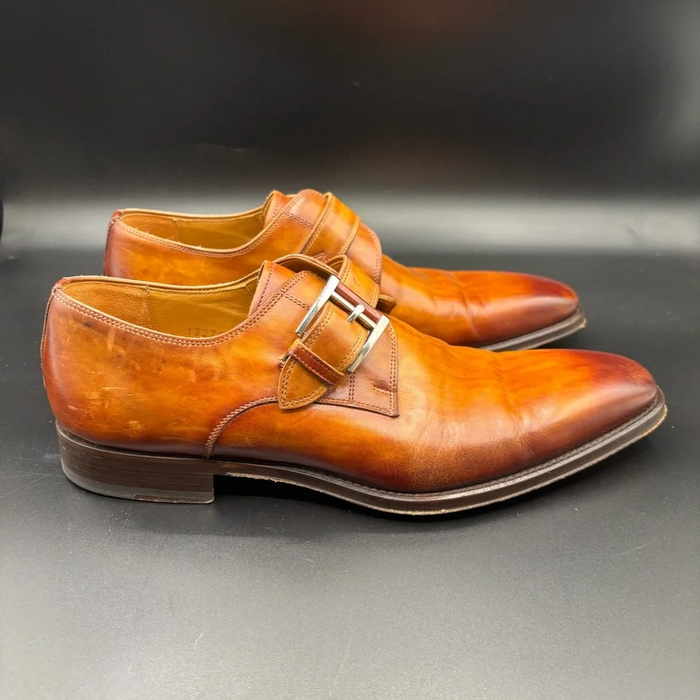 Magnanni Men's Shoes Dress Buckle Leather Made in Spain Brown Size 8‎